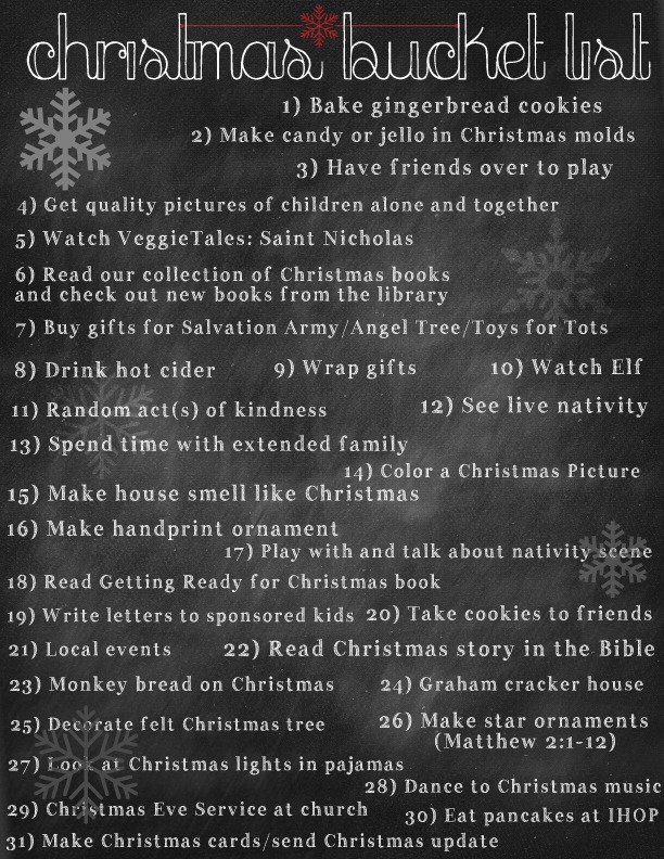 Christmas Bucket List (free printable and more ideas in post)